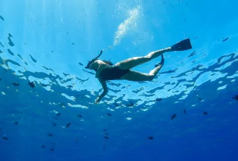 Guest Diving Underwater on Maui Snorkel Tour