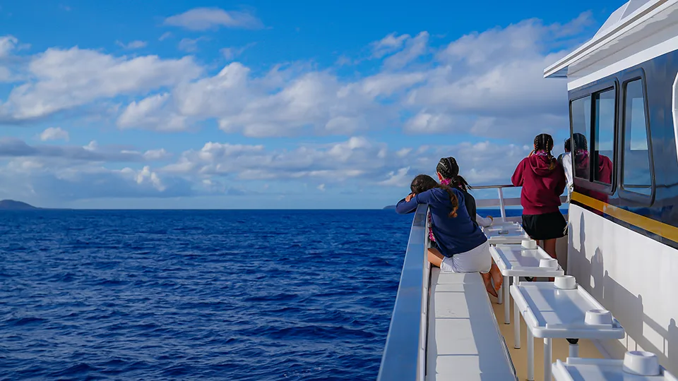Guests Looking Out onto the Water on a Pride of Maui Snorkel Tour