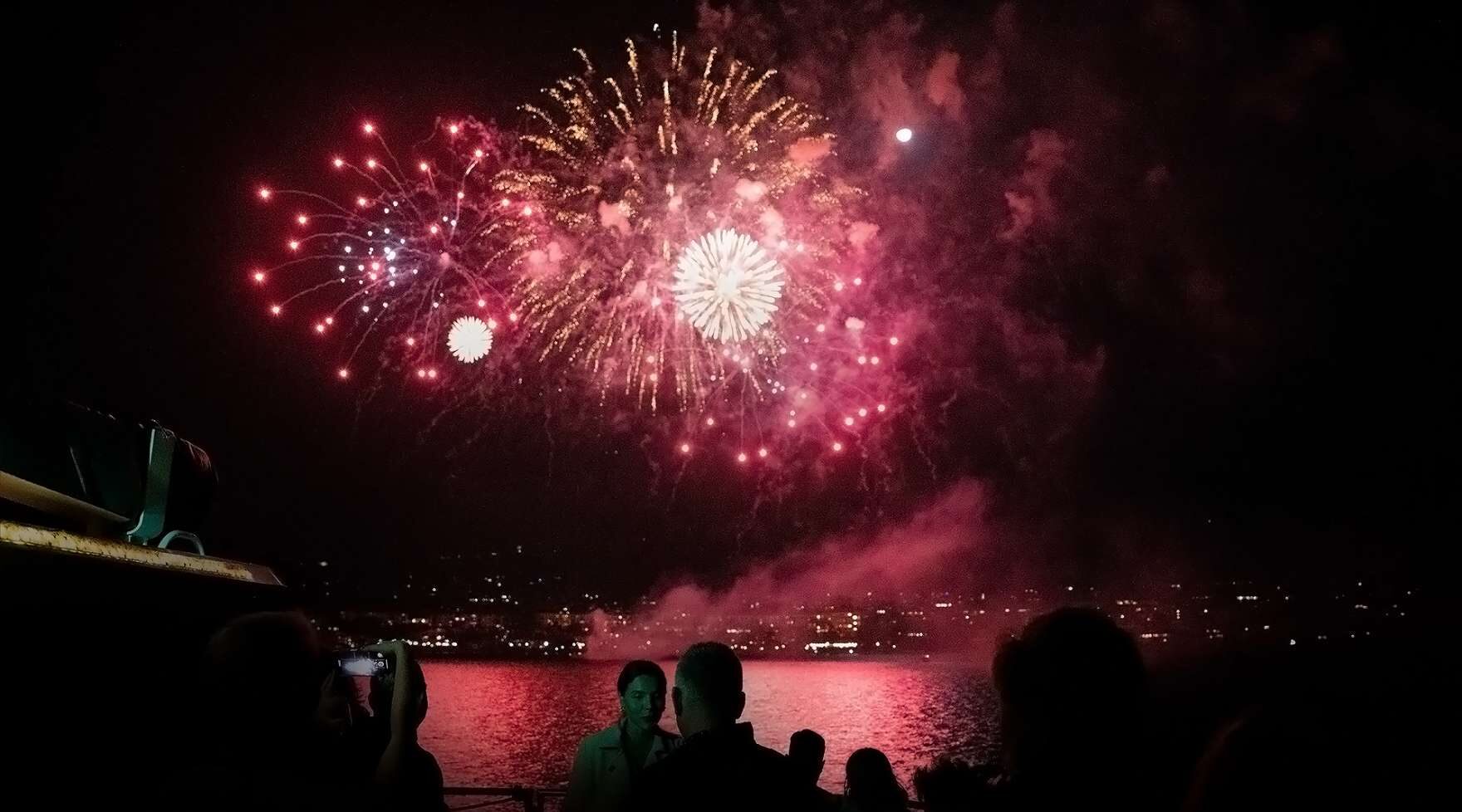 Fireworks Show Seen from a Pride of Maui New Years Eve Cruise