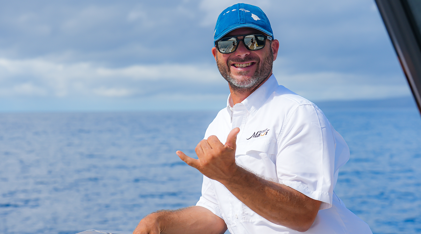 Captain giving a shaka aboard Pride of Maui