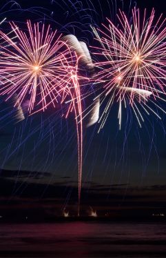 Fireworks Show Seen from a Pride of Maui Special Event New Years Eve Cruise